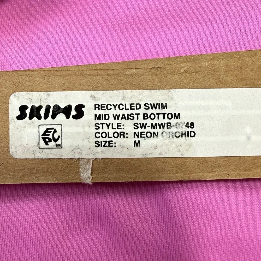 SKIMS Recycled Swim Mid Waist Bikini Bottom Neon Orchid Pink Size M NWT